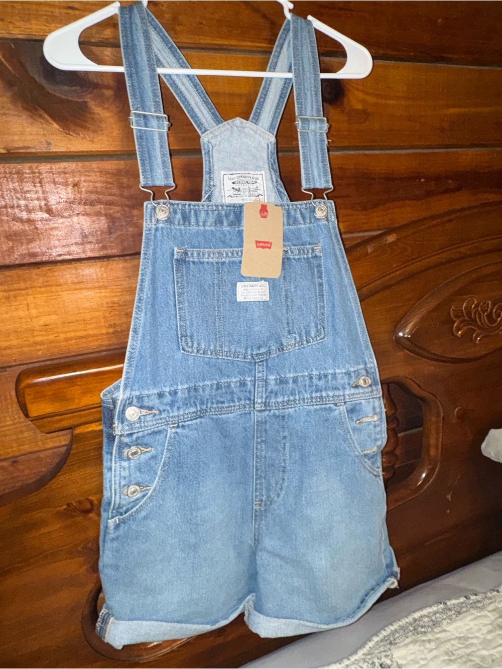 Levi's Light Blue Denim Short Overalls women’s Relaxed Fit